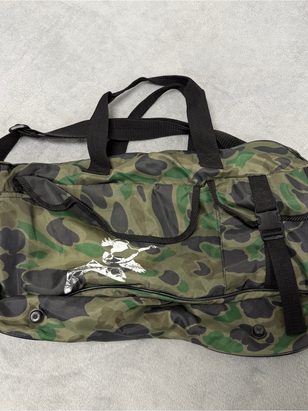 Vintage Duck Hunter Camo Duffle Bag Frogskin Hunting Gear Shoulder Bag